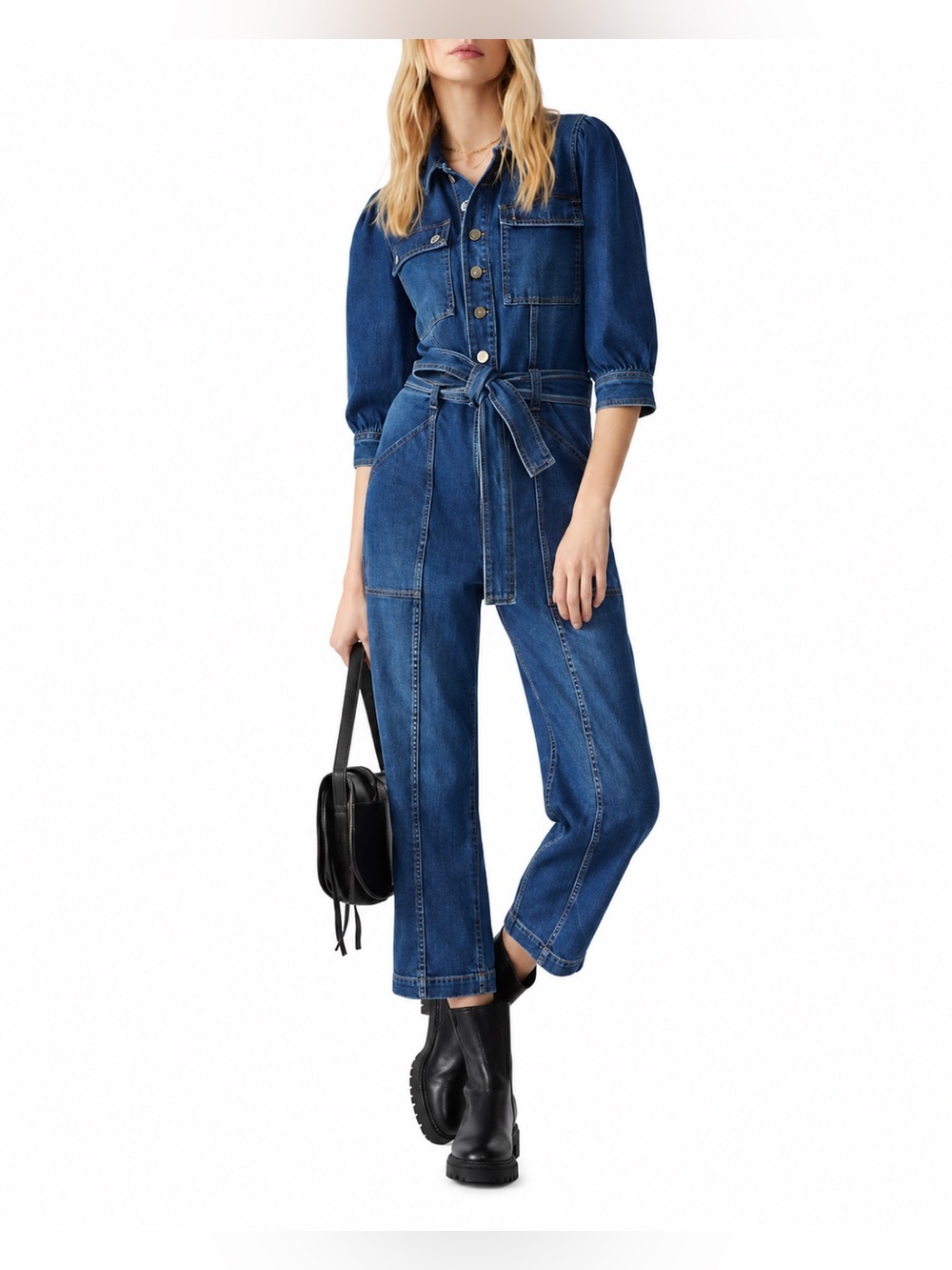 $495 ba&sh Fanessa Denim Jumpsuit